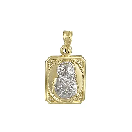 Χρυσή πλακίτσα Παναγίτσα σε 9 καράτια. BE23485