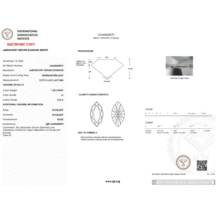 Δαχτυλίδι 18Κ λευκός χρυσός με Lab Grown Diamonds Marquise 1.88ct G VVS2 με πιστοποίηση IGI.
