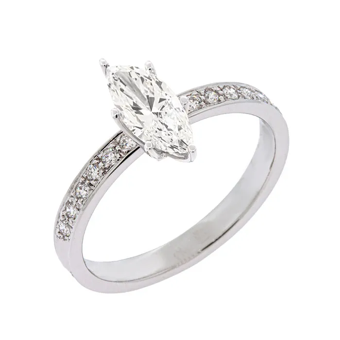 Δαχτυλίδι 18Κ λευκός χρυσός με Lab Grown Diamonds Marquise 0.73ct. D VVS2 και πιστοποίηση IGI.
