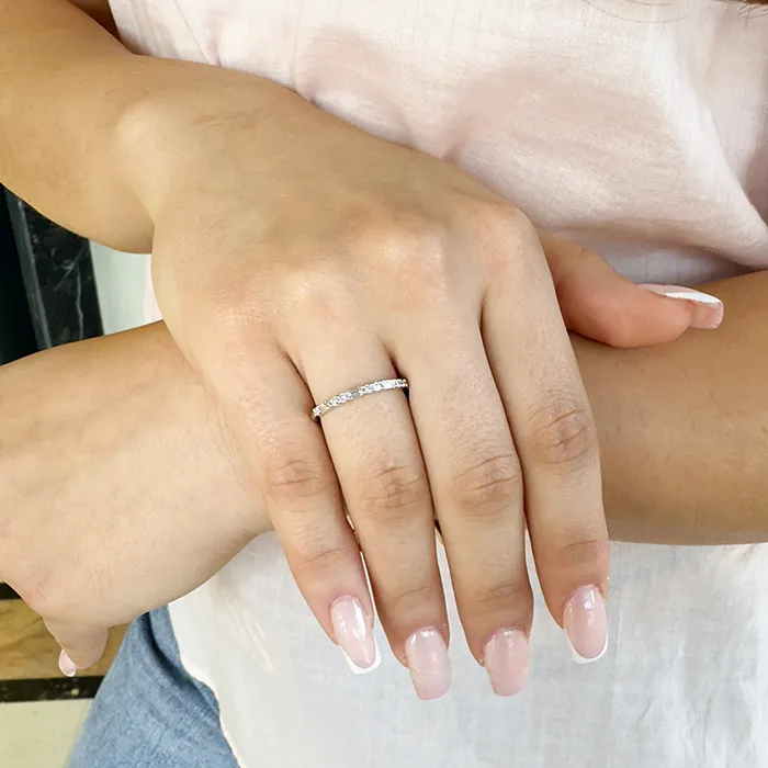 Λευκόχρυσο Δαχτυλίδι 18K με Διαμάντια Brilliant & Baguette 0.44ct. RL23412