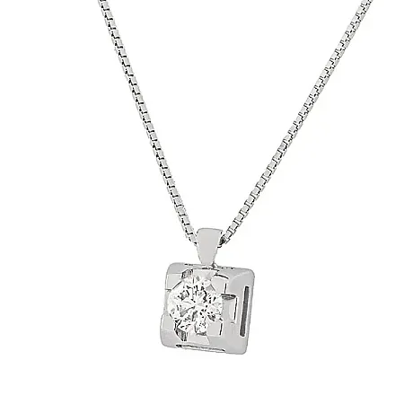 Μενταγιόν λευκόχρυσο με διαμάντι 0.27ct και αλυσίδα σε 18 καράτια. MD20154