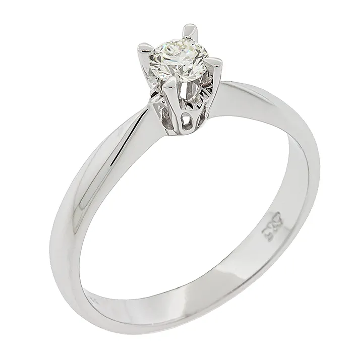 Λευκόχρυσο μονόπετρο σε 14Κ με διαμάντι 0.19ct. RD23657