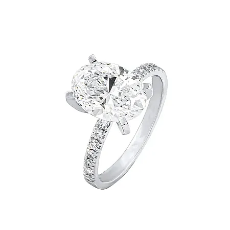 Δαχτυλίδι Λευκόχρυσο 18Κ με Lab Grown Oval Diamond 3.09ct D VVS2 IGI.