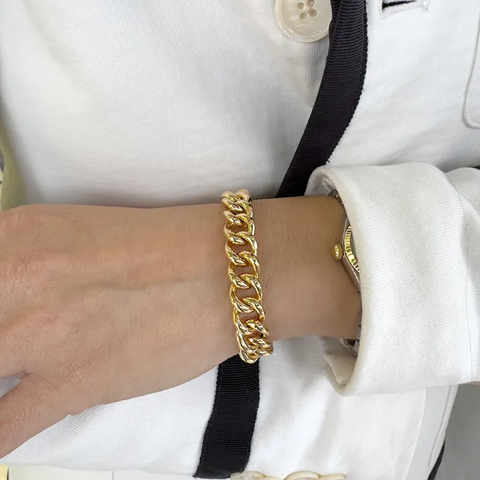 Χρυσό Βραχιόλι 18Κ Αλυσίδα Curb Chain. Πολυτελές Γυναικείο Κόσμημα. BRA9705
