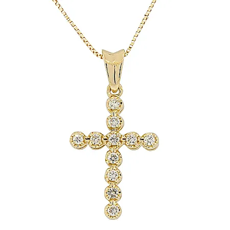 Κλασικός Σταυρός σε Χρυσό 18Κ με Διαμάντια 0.22ct. CR23719
