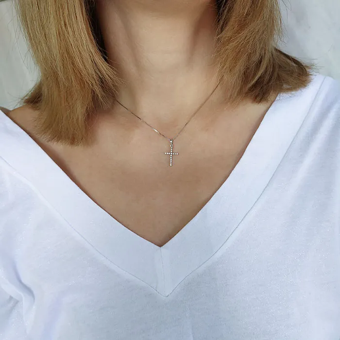 Λευκόχρυσος Σταυρός 18Κ με Διαμάντια 0.07ct. CR23721