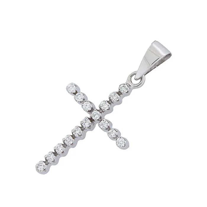 Λευκόχρυσος Σταυρός 18Κ με Διαμάντια 0.07ct. CR23721