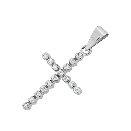 Λευκόχρυσος Σταυρός 18Κ με Διαμάντια 0.07ct. CR23721