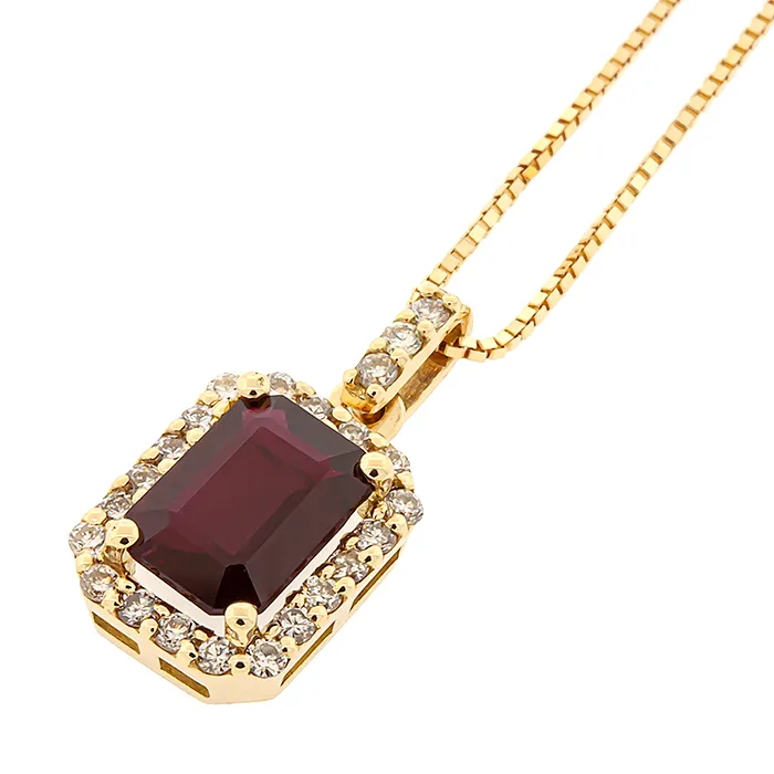 Κολιέ Ροζέτα Χρυσός 18Κ με Ορυκτό Ρουμπίνι 1.00ct & Διαμάντια 0.19ct.