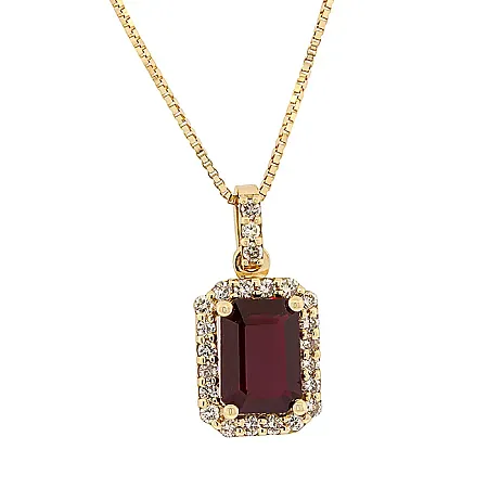 Κολιέ Ροζέτα Χρυσός 18Κ με Ορυκτό Ρουμπίνι 1.00ct & Διαμάντια 0.19ct.