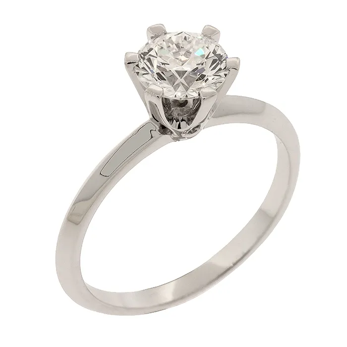 Eξάδοντο δαχτυλίδι μονόπετρο με lab grown diamond 1.23ct σε λευκόχρυσο 14 καράτια.