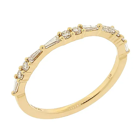 Χρυσό Δαχτυλίδι 18Κ με Διαμάντια Round και Baguette Trapezoid cut – Elegant Eternity Design.