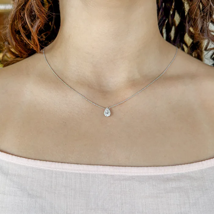 Μενταγιόν Σταγόνα με Φυσικά Διαμάντια 0.32ct και Αλυσίδα 18 καράτια. ΜD23416