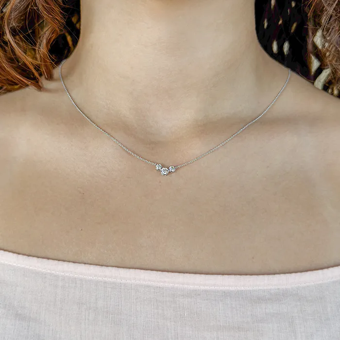Κολιέ από Λευκόχρυσο 18Κ με 3 Διαμάντια 0.39ct και Αλυσίδα.ΜD23417