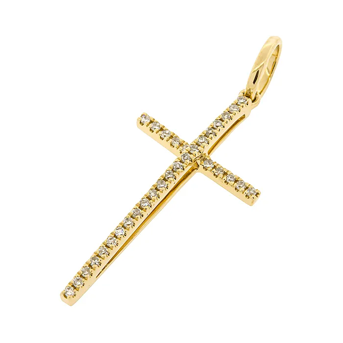 Minimal Χρυσός Σταυρός 18Κ με Φυσικά Διαμάντια 0.06ct.