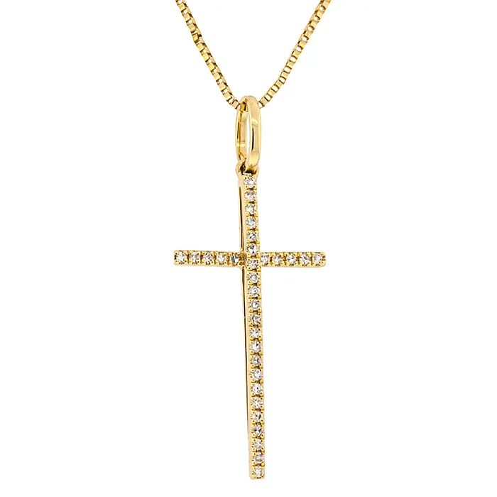Minimal Χρυσός Σταυρός 18Κ με Φυσικά Διαμάντια 0.06ct.