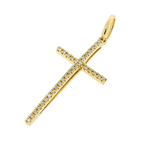Minimal Χρυσός Σταυρός 18Κ με Φυσικά Διαμάντια 0.06ct.