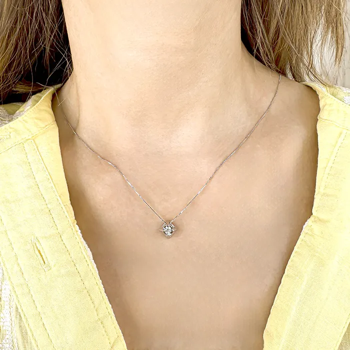 Μενταγιόν Λευκόχρυσο 18Κ με Διαμάντι 0.14ct και Αλυσίδα Βενετσιάνα MD23070