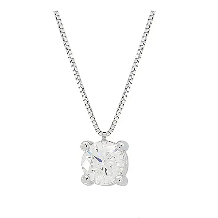 Λευκόχρυσο μενταγιόν με φυσικό διαμάντι 0.40ct και αλυσίδα σε 18 καράτια. MD19803