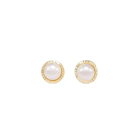 Χρυσά 14K σκουλαρίκια 6.0mm με πέρλες.