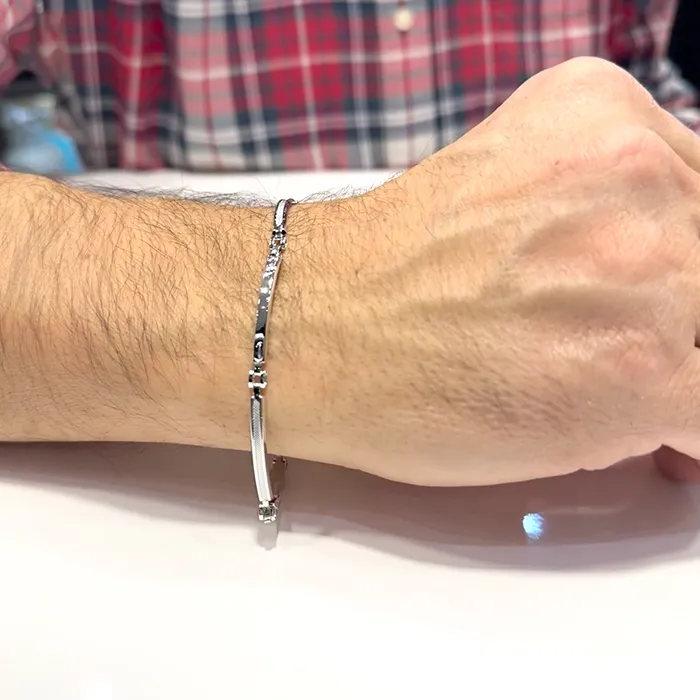 Ανδρικό Βραχιόλι Λευκόχρυσος 14Κ - Minimal Slim Design.
