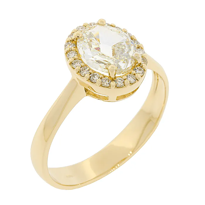 Δαχτυλίδι Ροζέτα σε Χρυσό 18Κ με Διαμάντι Oval cut 1.01ct HRD | Million Diamonds