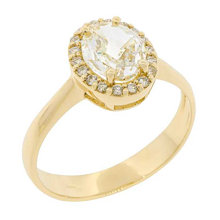 Δαχτυλίδι Ροζέτα σε Χρυσό 18Κ με Διαμάντι Oval cut 1.01ct HRD | Million Diamonds
