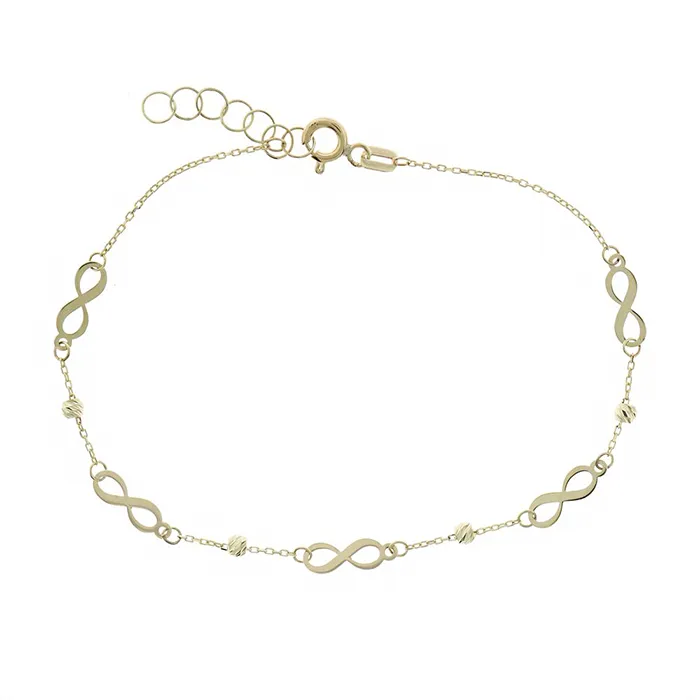 Χρυσό Βραχιόλι 9Κ Million Diamonds με Σύμβολα Άπειρο (Infinity) & Faceted Σφαιρίδια