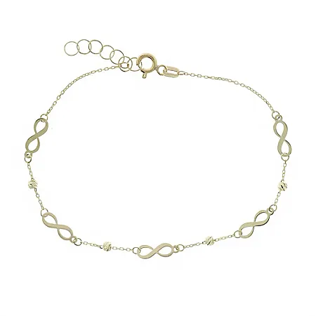 Χρυσό Βραχιόλι 9Κ Million Diamonds με Σύμβολα Άπειρο (Infinity) & Faceted Σφαιρίδια
