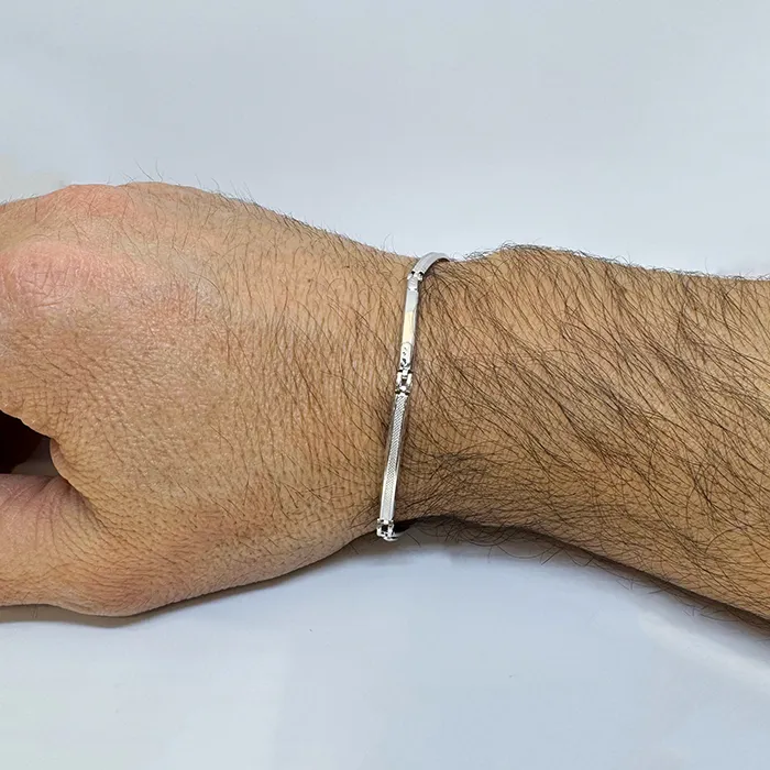 Λευκόχρυσο Ανδρικό Βραχιόλι Χειροπέδα Κ9 | Million Diamonds