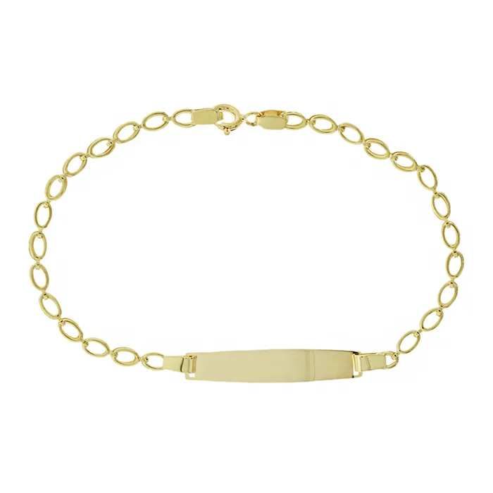 Χρυσή Παιδική Ταυτότητα Κ9 με Oval Link Αλυσίδα και Δωρεάν Χάραξη | Million Diamonds