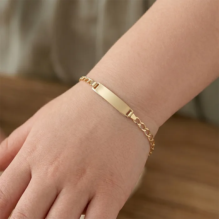 Χρυσή Παιδική Ταυτότητα Κ9 με Oval Link Αλυσίδα και Δωρεάν Χάραξη | Million Diamonds