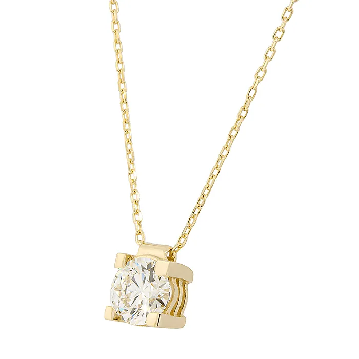 Χρυσό Μονόπετρο Κολιέ 14Κ με Lab Diamond 0.63ct D VVS2 IGI.