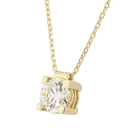 Χρυσό Μονόπετρο Κολιέ 14Κ με Lab Diamond 0.63ct D VVS2 IGI.