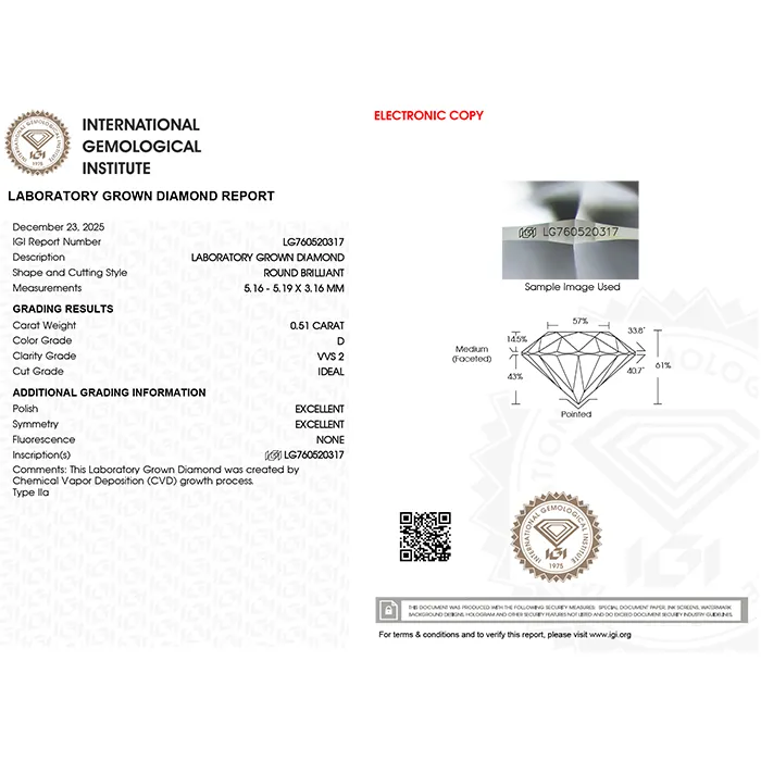 Μενταγιόν σε Λευκόχρυσο 14Κ με Lab Grown Diamond 0.51ct IGI.