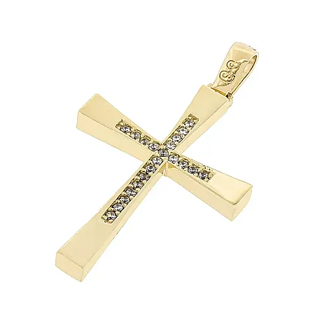 Χρυσός  Σταυρός Κ9 με Σειρά Ζιργκόν | Million Diamonds