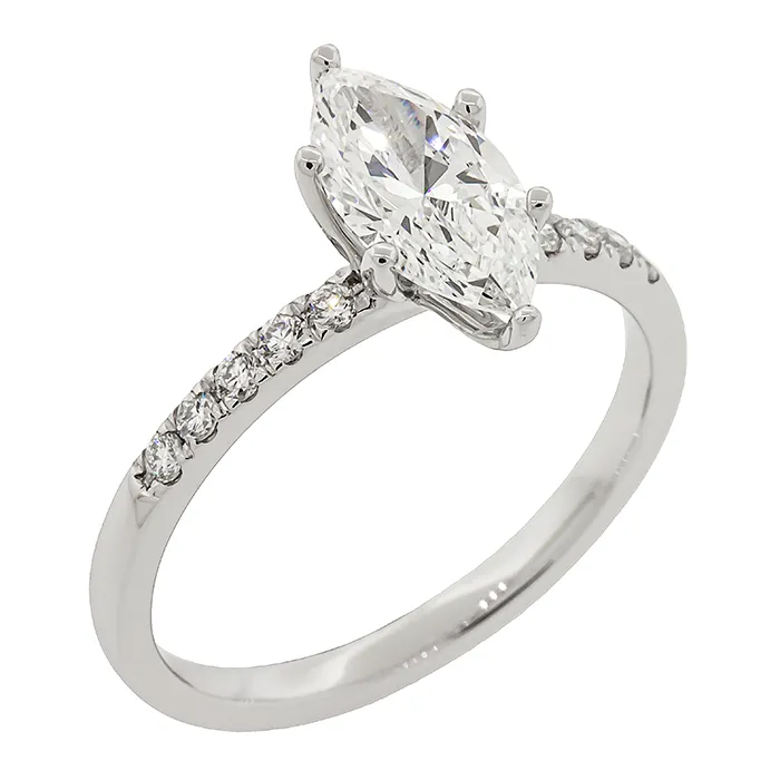 Δαχτυλίδι 14Κ λευκόχρυσο με Lab Grown Diamonds Marquise 1.04ct. και Round Cut 0.15ct. LGD23761