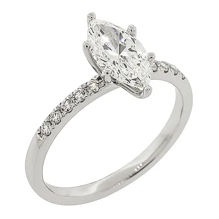 Δαχτυλίδι 14Κ λευκόχρυσο με Lab Grown Diamonds Marquise 1.04ct. και Round Cut 0.15ct. LGD23761