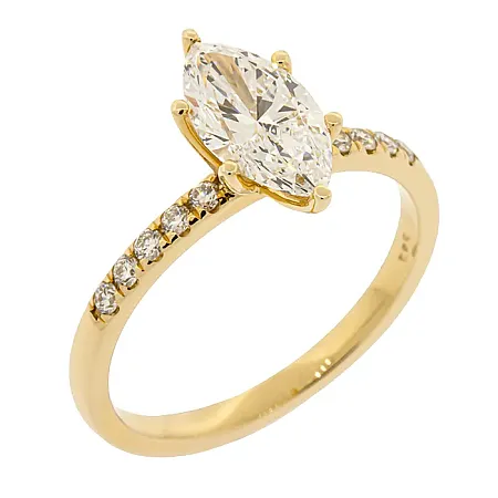 Δαχτυλίδι 14Κ κίτρινος χρυσός με Lab Grown Diamonds Marquise 1.09ct. και Round Cut 0.15.