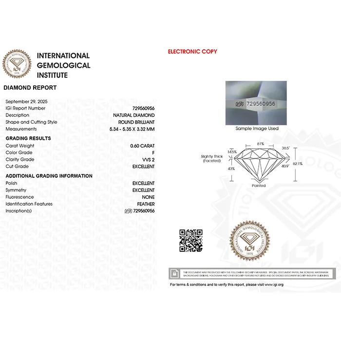 Μονόπετρο Δαχτυλίδι με Διαμάντι 0.60ct F VVS2 3EX IGI 18Κ | Million Diamonds