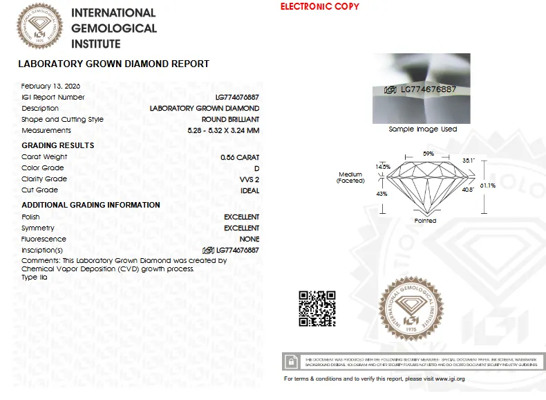 Δαχτυλίδι 14Κ κίτρινος χρυσός με Lab Grown Diamond Round Brilliant 0.56ct D VVS2 πιστοποίηση IGI| Million Diamonds