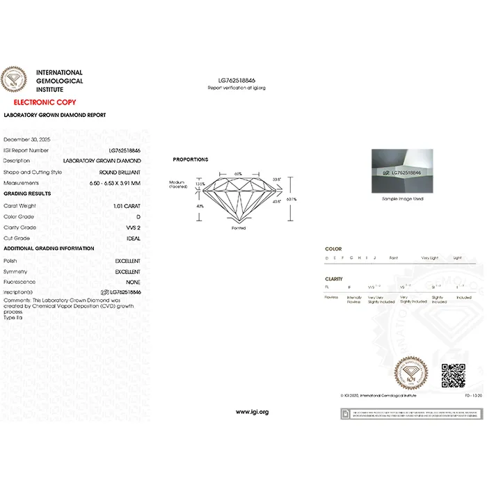 Μονόπετρο Δαχτυλίδι Χρυσό 14Κ με Lab Grown Διαμάντι 1.01ct και Πιστοποίηση IGI