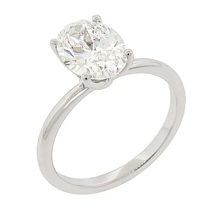 Μονόπετρο Δαχτυλίδι Λευκόχρυσο 14Κ με Οβάλ Lab Grown Diamond 2.05ct.