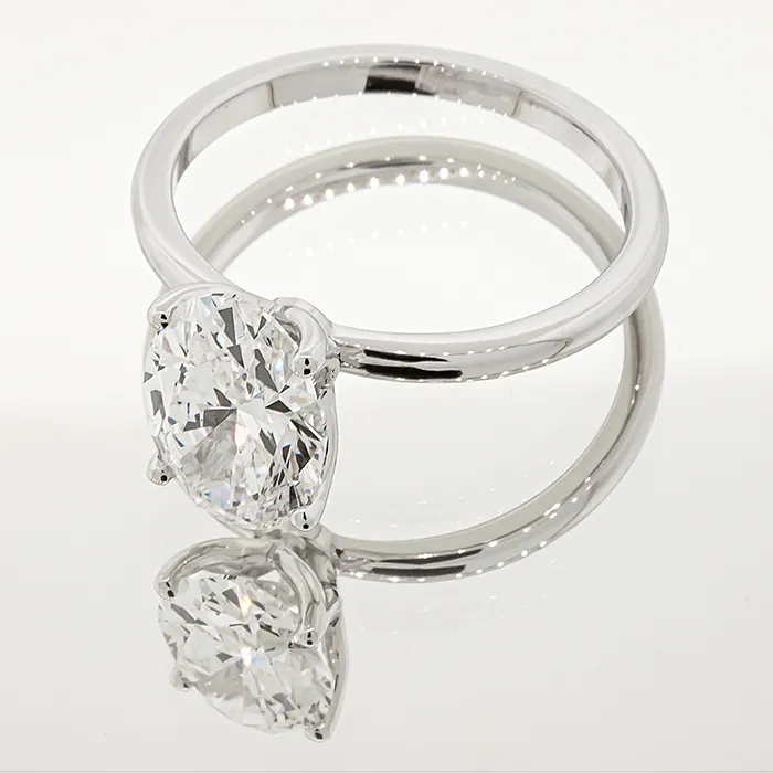 Μονόπετρο Δαχτυλίδι Λευκόχρυσο 14Κ με Οβάλ Lab Grown Diamond 2.05ct.