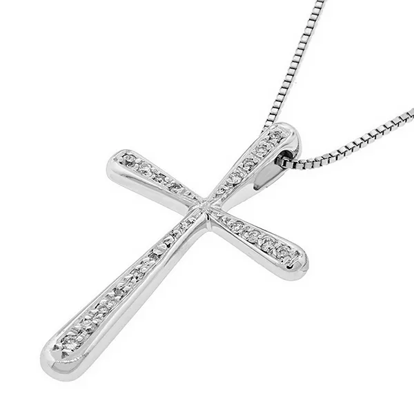 Λευκόχρυσος σταυρός με διαμάντια 0.07ct σε 18 καράτια.CR6641