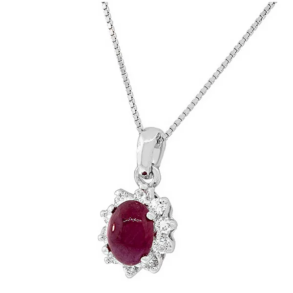 Λευκόχρυσο μενταγιόν με ρουμπίνι  0.24ct και διαμάντια 0.95ct σε 18κ MD7547