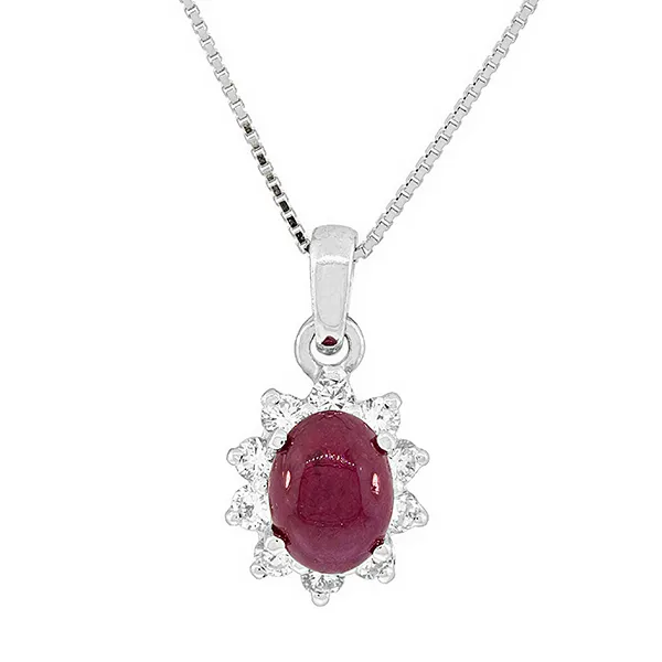 Λευκόχρυσο μενταγιόν με ρουμπίνι  0.24ct και διαμάντια 0.95ct σε 18κ MD7547