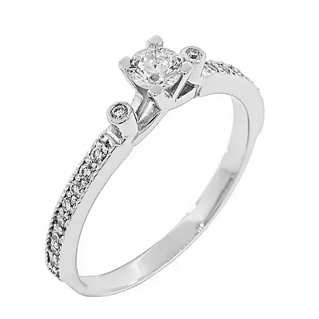 Μονόπετρο δαχτυλίδι με διαμάντι 0.23ct και πλαϊνά διαμάντια 0.16ct. RD8509