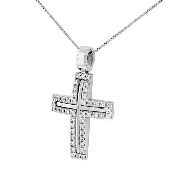 Λευκόχρυσος σταυρός 18Κ με διαμάντια 0.34ct. CR7958