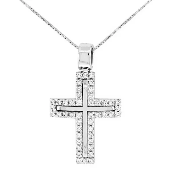 Λευκόχρυσος σταυρός 18Κ με διαμάντια 0.34ct. CR7958